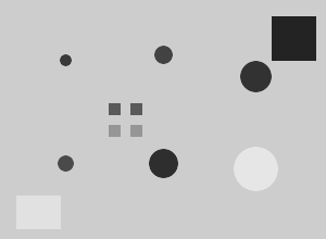 A synthetic test image with blobs and corners at several scales