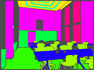 Ground truth semantic label image for NYUv2 frame 272, a dense living-room scene