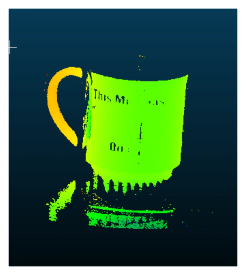 The mug point cloud coloured by a green-to-yellow height ramp